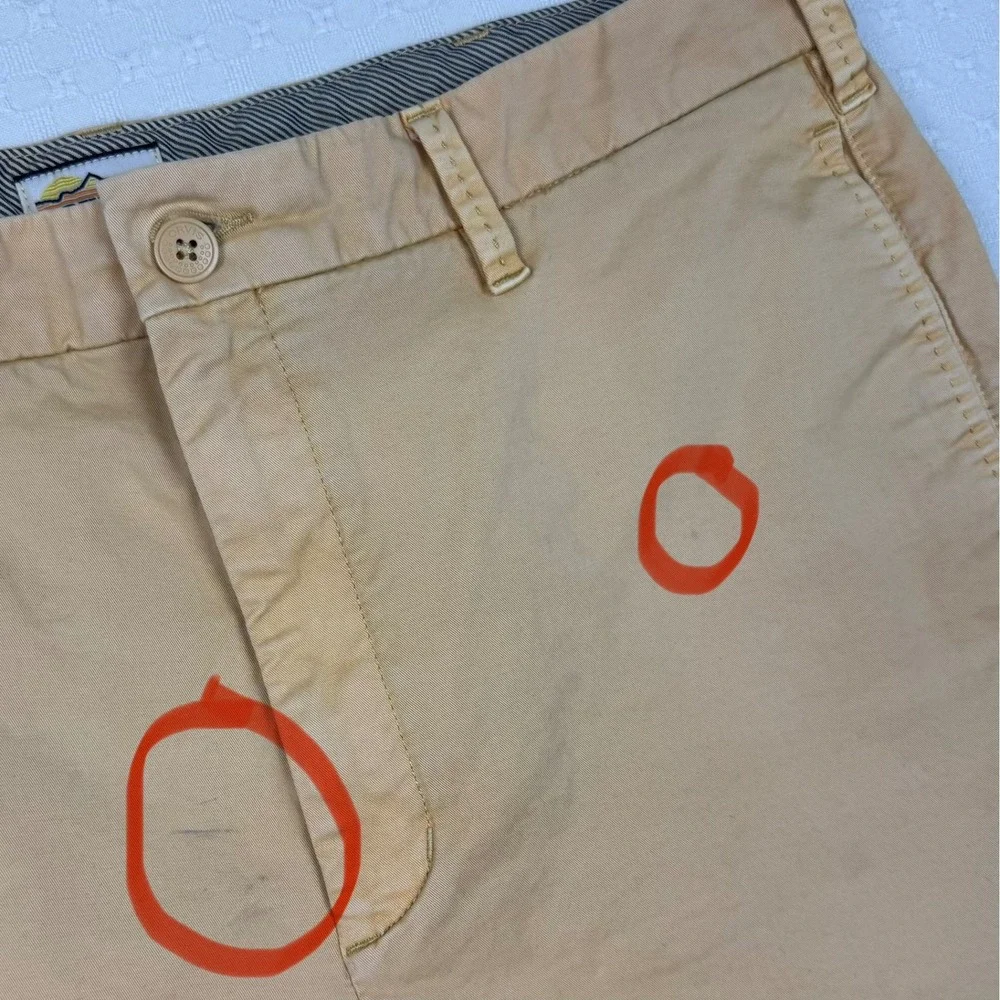 Orvis Chino Shorts Stretch Cotton Casual Mens 36 Light Yellow Khaki Classic Golf